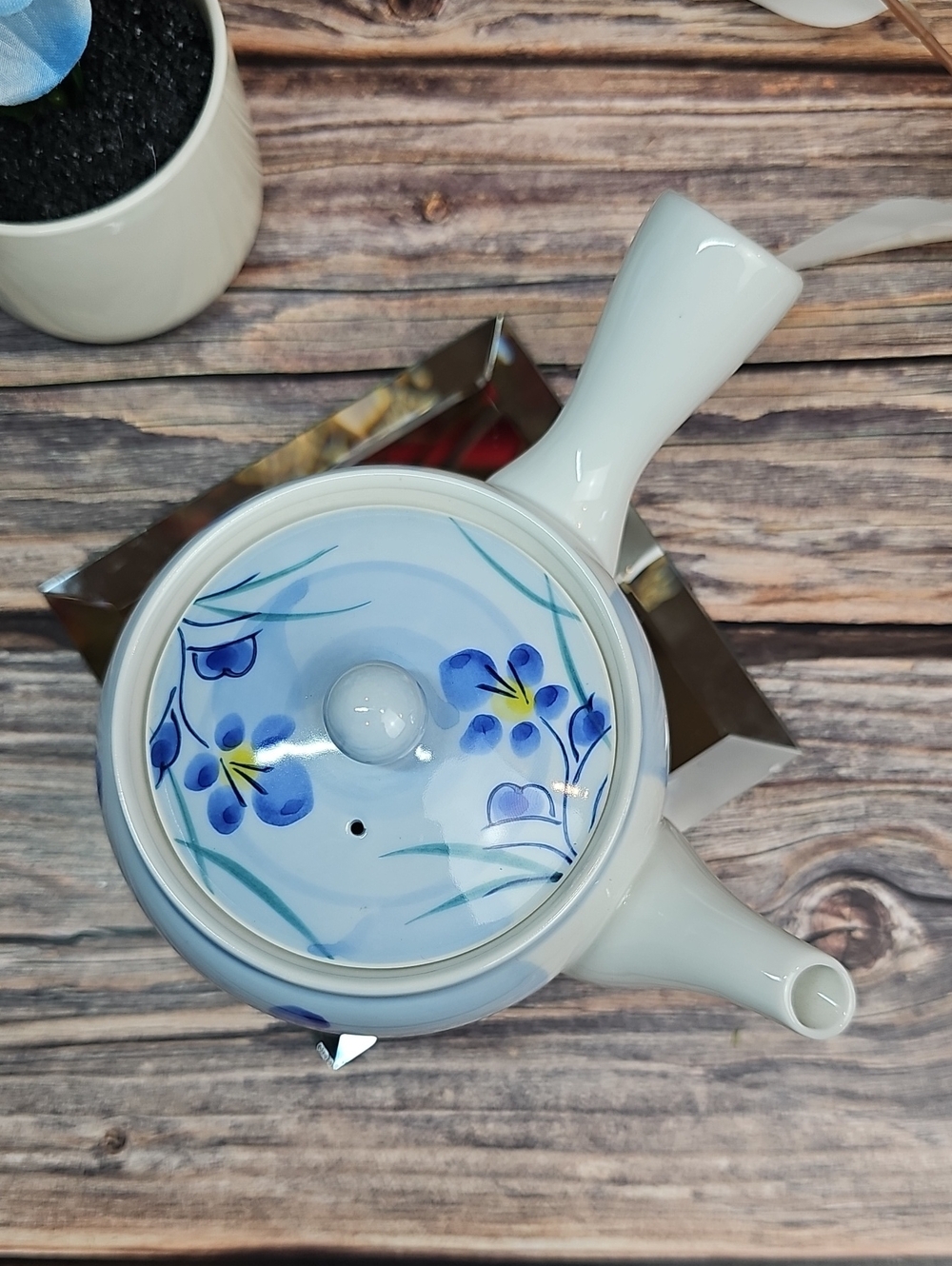 VINTAGE JAPANESE YOKODE KYUSU HAND PAINTED TEAPOT - Picture 7 of 12